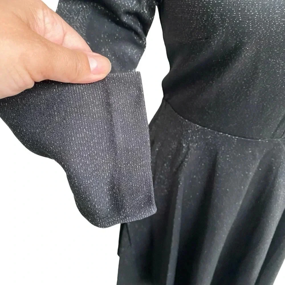 Kate Spade Sparkle Ponte Black Fit Flare Cocktail Dress Size 0
